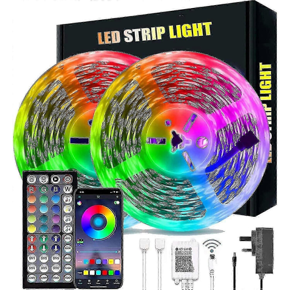 Kikidex (As Show, One Size) 20M Led S Bluetooth Rgb S Led Tape S With 44-Keys Remote Music Sync Colour Changing Led Mood Strip Light