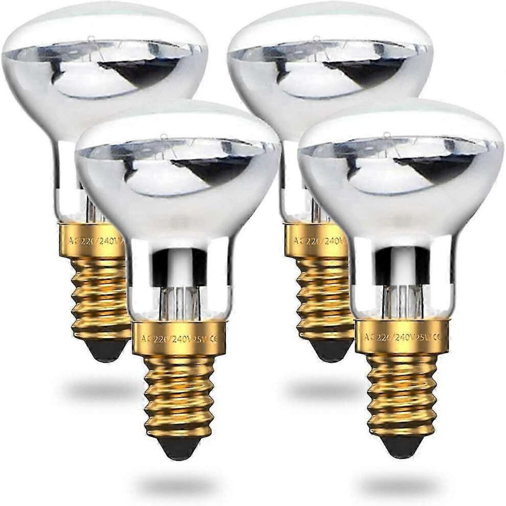 Kikidex (As Show, One Size) Lava Lamp Bulb 25W E14 R39 Warm Warm Reflector Bulb Ses Small Edison Screw Incandescent Spotlight Bulb (Pack Of 4) White