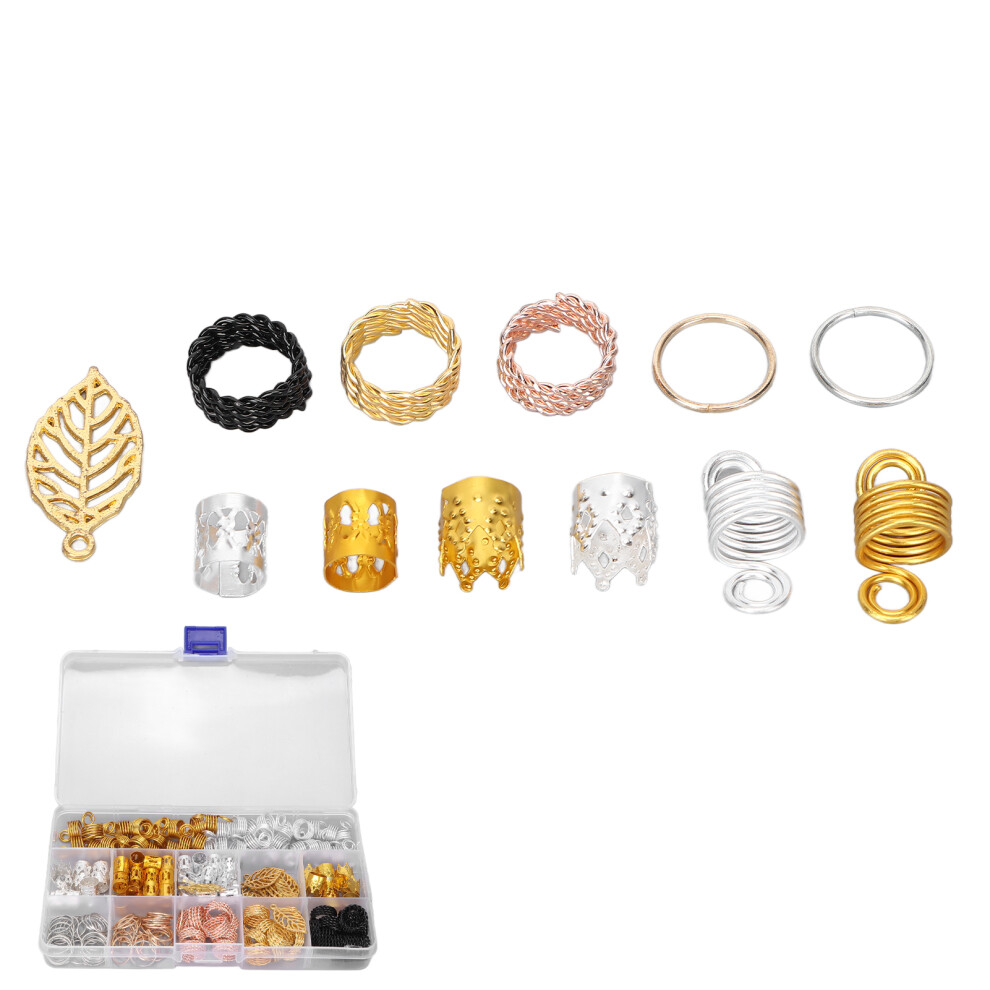 Unisex 200Pcs Metal Hair Beads & Rings Set For Braids, Dreadlocks & Accessories