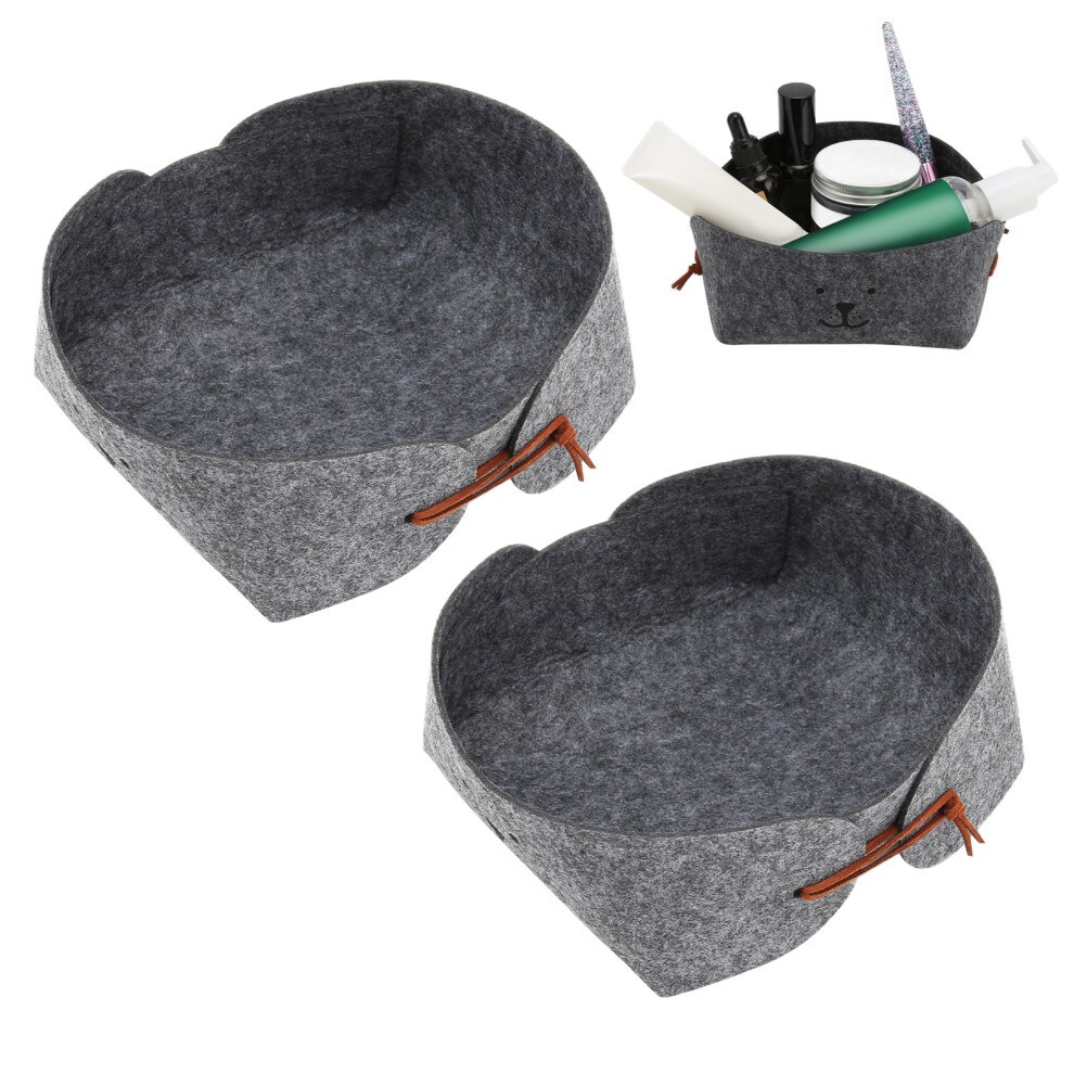 Foldable Felt Desktop Storage Basket Box for Office & Makeup Use