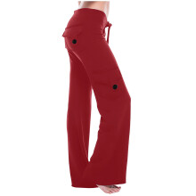 Women's Cargo Pants High Waist Fashion Flared Elastic for-Red M