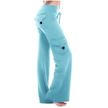 Women's Cargo Pants High Waist Fashion Flared-Sky Blue 4XL