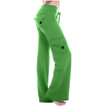 Women's Cargo Pants High Waist Fashion Flared-grass green XL