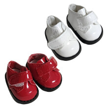 Cozy Mini Doll Footwear Set Plush Fabric Toy-white  and red