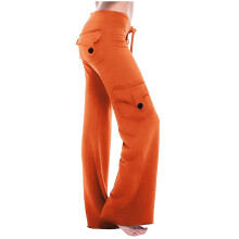 Women's Cargo Pants High Waist Fashion Flared Elastic-Orange M