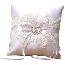 Hollow Lace Double Heart Wedding Ring Cushion Pillow For Ceremony Ring Bearer Bridal Shower Gift