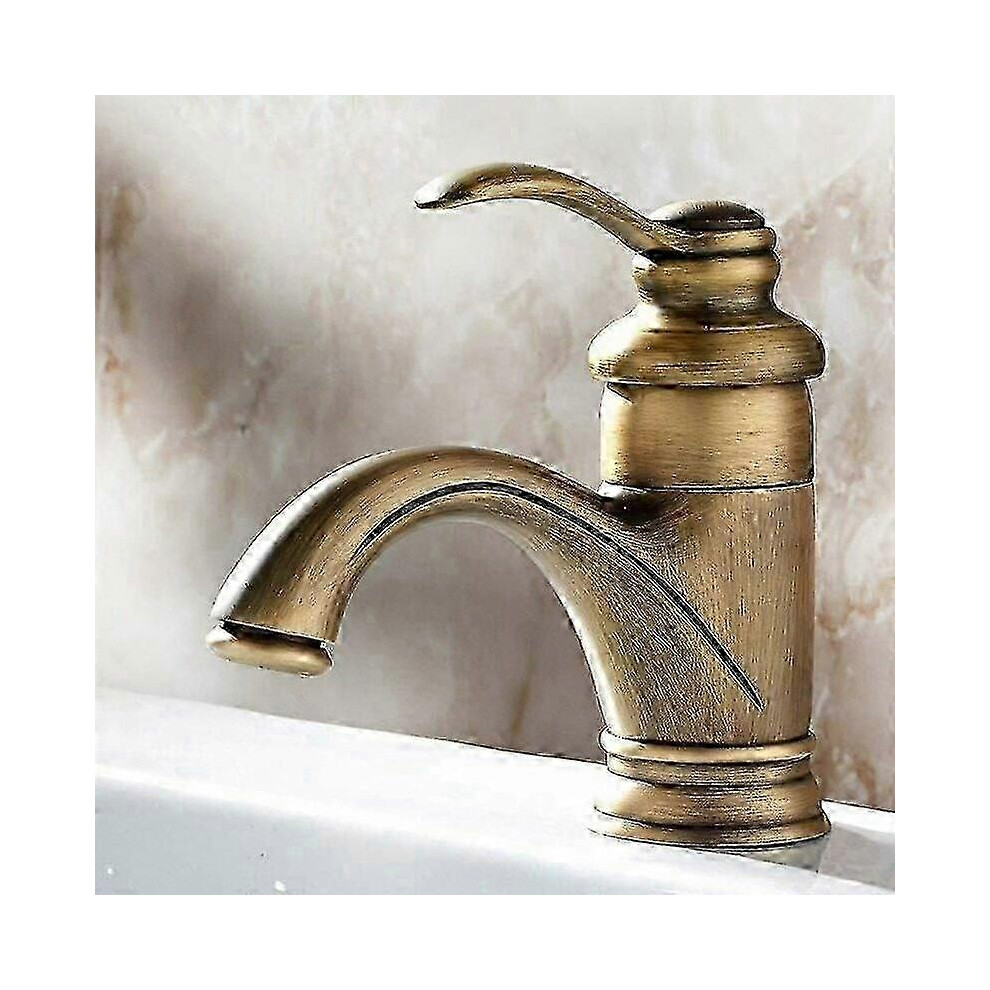 Kikidex (As Show, One Size) Antique Retro Bath Faucet European Basin Hot And Cold Bathroom Sink Finish Single-Lever Mixer Bronze