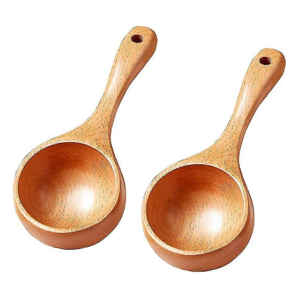 Kikidex (As Show, One Size) Bath Salt Scoop Wooden Ladle Spoon For Canisters Flour Scoop Ladles For Cooking 2Pcs