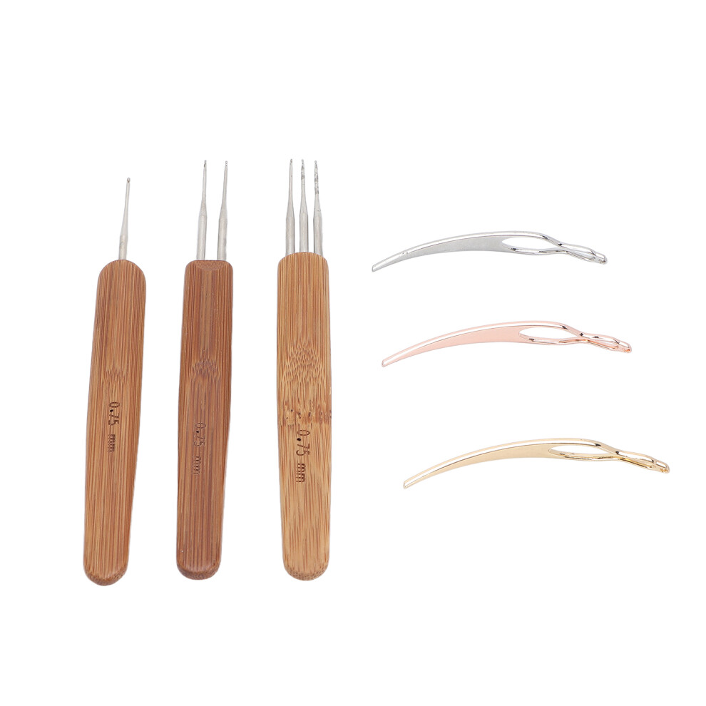 Portable Dreadlock Crochet Hook Set 0.75mm Bamboo Alloy Tool