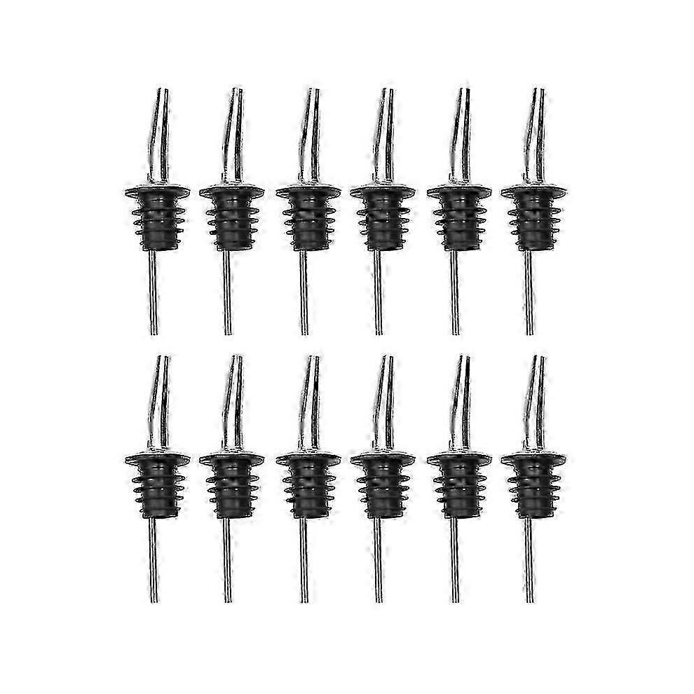 Kikidex (6 Pieces, One Size) 12Pcs Stainless Steel Classic Bottle Pourers Tapered Spout Liquor Pourers With Rubber Dust Caps Restaurants