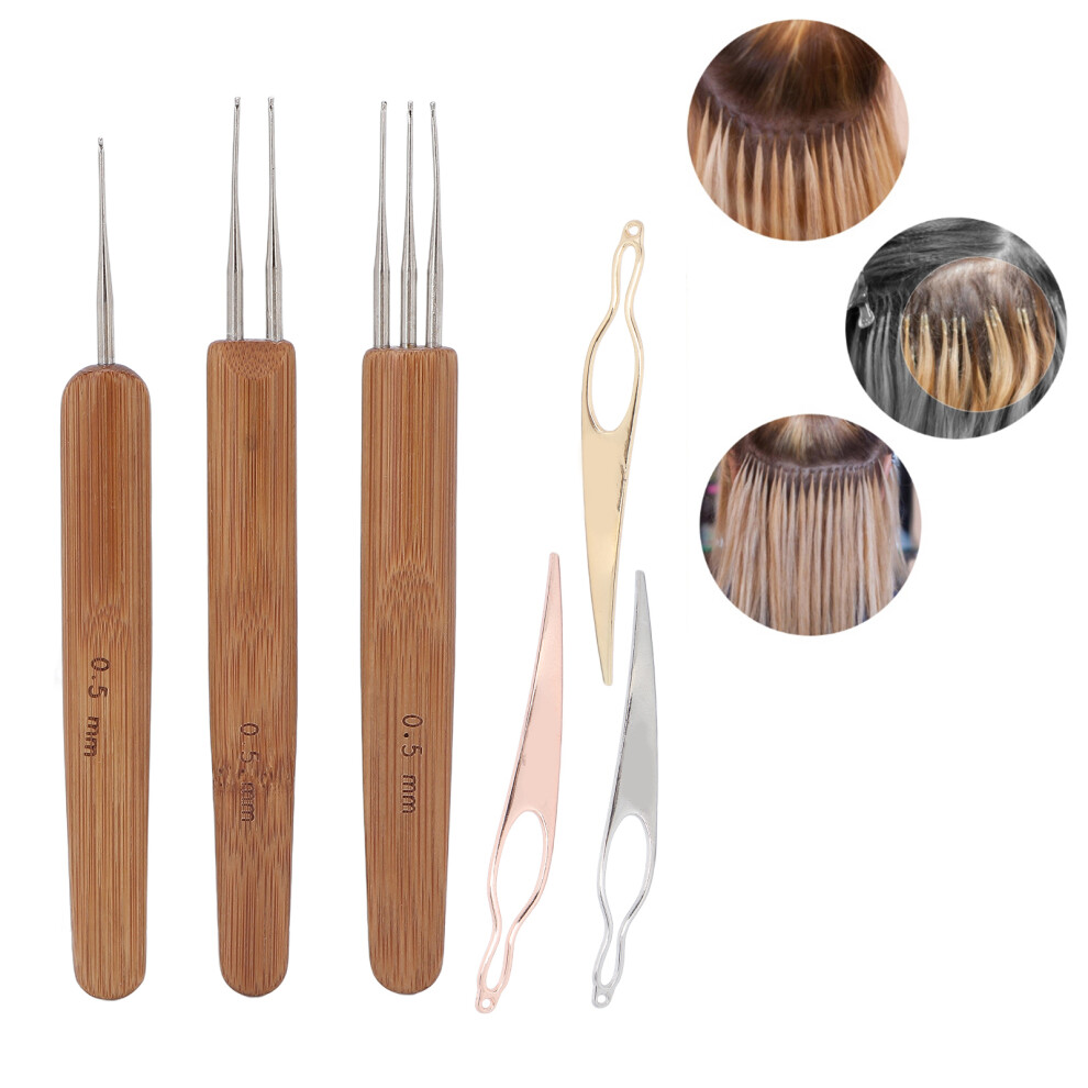 Professional Dreadlock Crochet Hook Set 0.5mm Bamboo Alloy Portable Tool