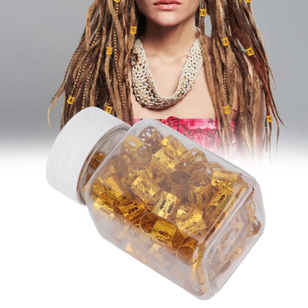 Gold 100Pcs Alloy Hair Dreadlocks Beads For Braiding, Hollow Support