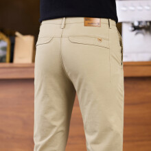 (Khaki, 29) 2025 Winter Men's High-quality Wool Pants, 97% Cotton, Elastic Fleece, Thick, Business Straight Pants, Black and Navy Blue Gray