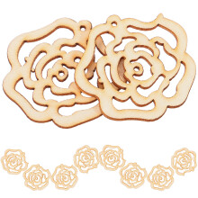 10 Unidades Trocitos Madera Forma Rosa Hueca Para Manualidades Decoración