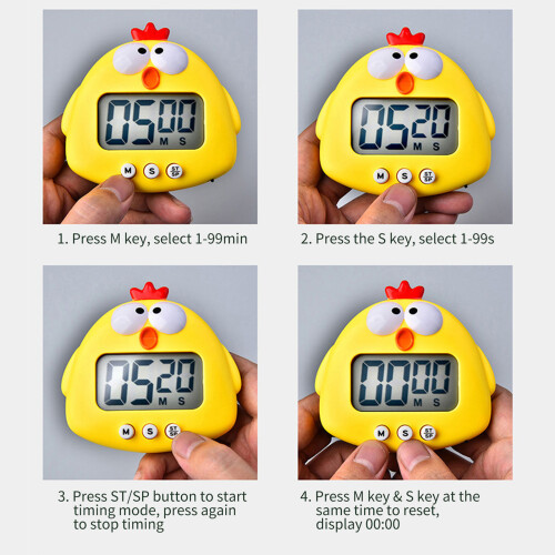 Cute Animal Kitchen Timer with Loud Alarm, Large Screen, Magnet, Stand 2