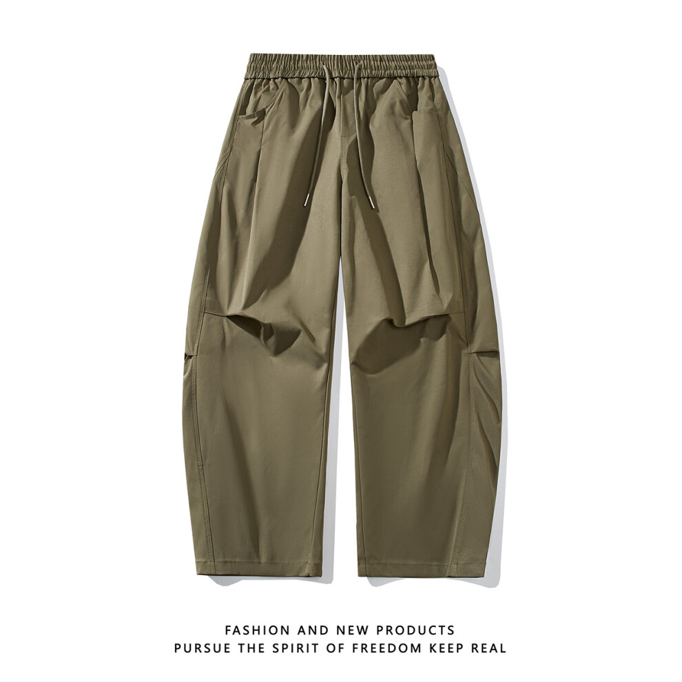 (army green, L) 270g cotton fabric 2025 banana pants casual pants functional machete workwear polyester loose straight pants-image-OPC-PMRGZ5X-NEW