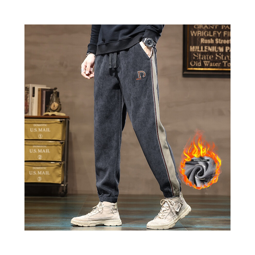 (GRAY, XXL) Winter Men's Corduroy Fleece Casual Pants Korean Street Thick Warm Outdoor Sports Pants Fashionable  Jogging Soft Loose Pants-image-OPC-PMRH6MY-NEW