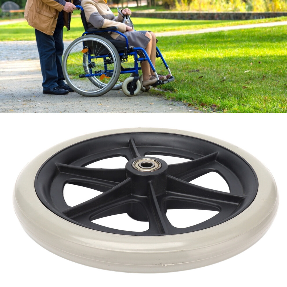 8 Inch Gray Pu Walker Caster Wheel With Ball Bearing Skidproof & Durable 3161358080896