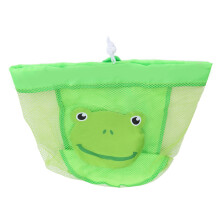 Große Mesh-Kinder-Spielzeugtasche, faltbare Strandaufbewahrung mit Schultergurt, Grün