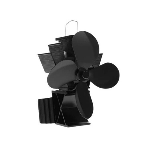 Heat Powered Fireplaces Fan With Automatic Temperature-Black