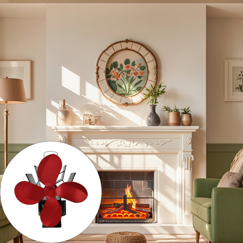 Heat Powered Fireplaces Fan With Automatic Temperature-Black 2