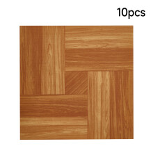 10Pcs Wood Grain Parquet Self-adhesive Flooring Tiles, Reddish Brown
