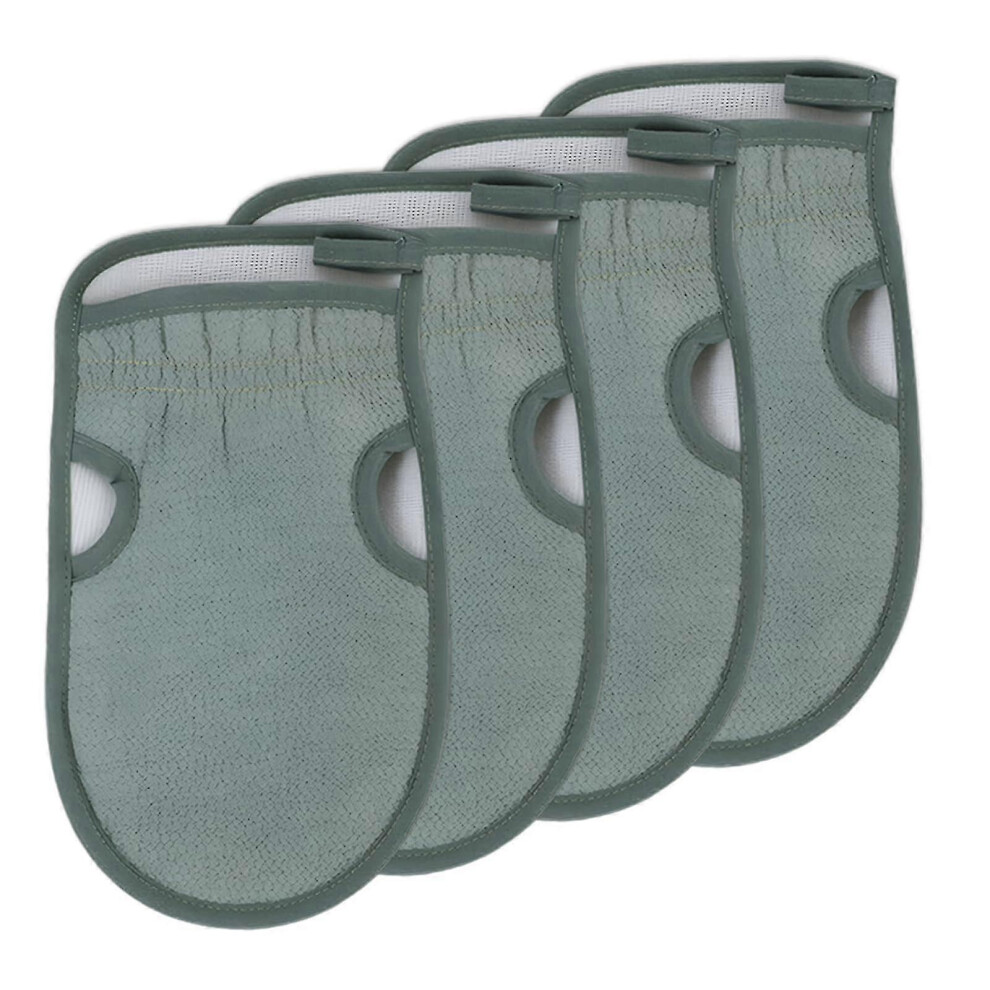 Kikidex (As Show, One Size) Pack Of 4 Exfoliating Gloves Body Exfoliating Gloves Hamam Exfoliating Gloves For Hamam, Sauna, Shower, Body Scrub (Nordic ) Green