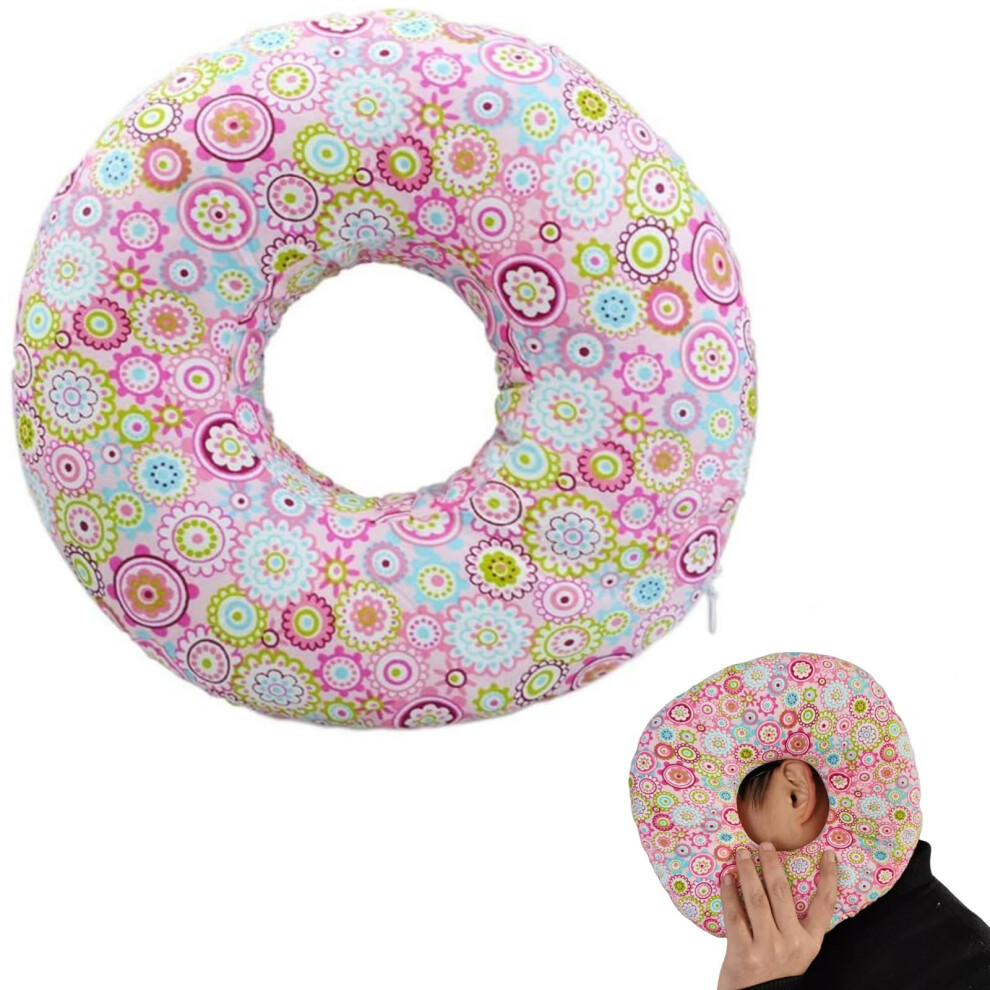Ear Piercing Pillow O-Shaped Donut Pillow With Invisible Zipper 9-Inch For Piercing Aftercare Side Sleeper