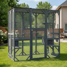PawHaven Outdoor Catio Large Wooden Cat Enclosure Cat House Outdoor Cat Playpen