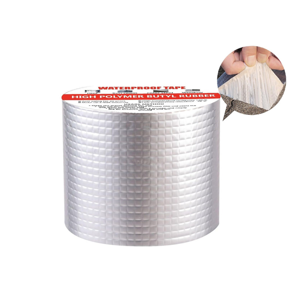 Butyl Tape Waterproof Sealing Tape 100Mm X 5M Aluminum Foil Heavy Duty For Rv Roof Patch Awning Window Glass Edpm Silver 9354506700294