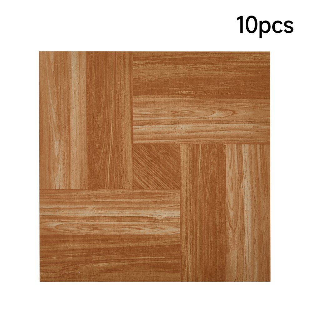10Pcs Wood Grain Parquet Self-adhesive Flooring Tiles, Warm Brown-image-OPC-PMRHCJM-NEW