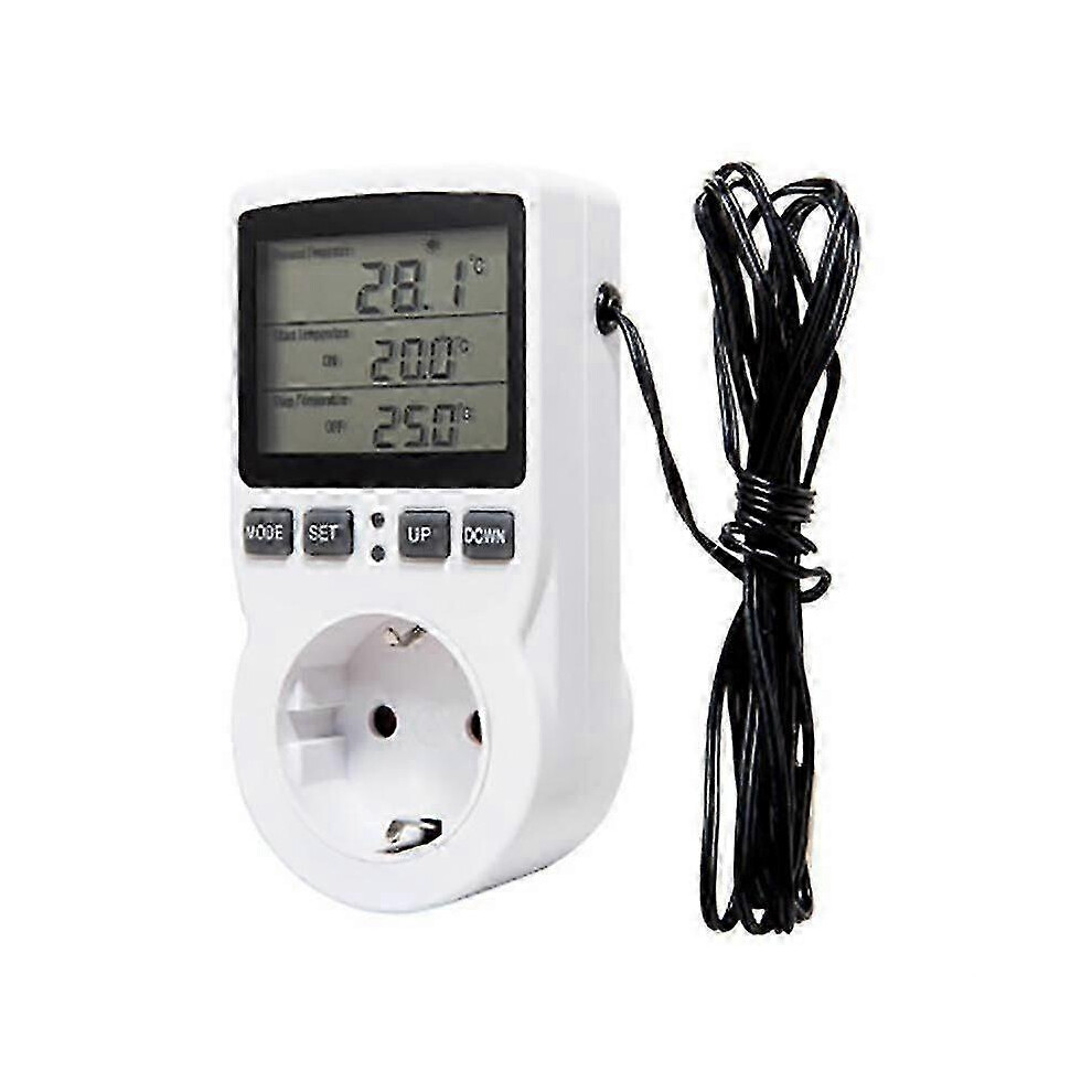 Kikidex (As Show, One Size) Digital Temperature Controller Power Socket Outlet Eu Plug Thermostat With Timer Switch Sensor Probe Heating Cooling Edition
