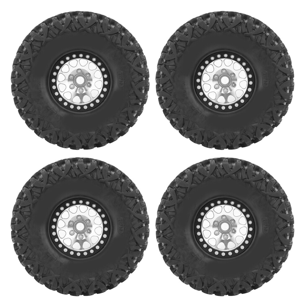 4 Pcs Rc Aluminum Alloy Wheel Rims With Rubber Tires 120Mm Black/Silver 7651358090187