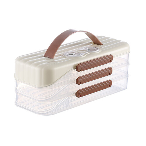 Portable Refrigerator Storage Box Accessory-Cream Rice 3 layers