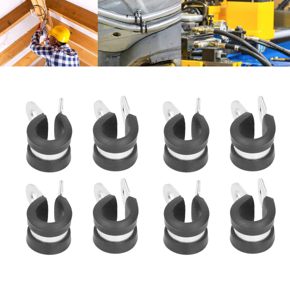 20Pcs R Type Clamp Stainless Steel 22Mm Cable Fastener With Rubber Cushion 6921358092698