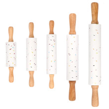 Multicolored Speckled Baking Roller Ergonomic-Wooden handle