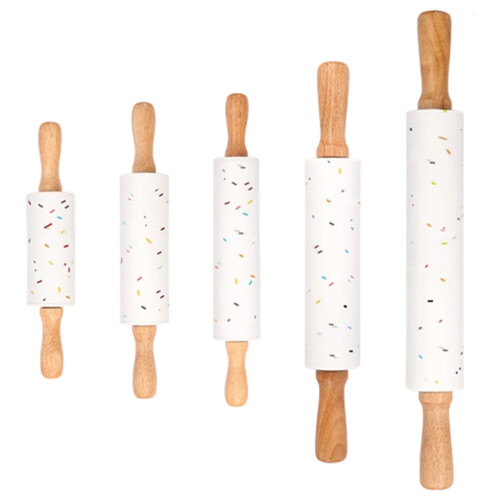Multicolored Speckled Baking Roller Ergonomic-Wooden handle