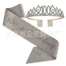(As show, One size) Birthday Sash And Tiara Rose Gold Birthday Sash Crown 40 & Fabulous Shoulder Strap And Tiara For Women