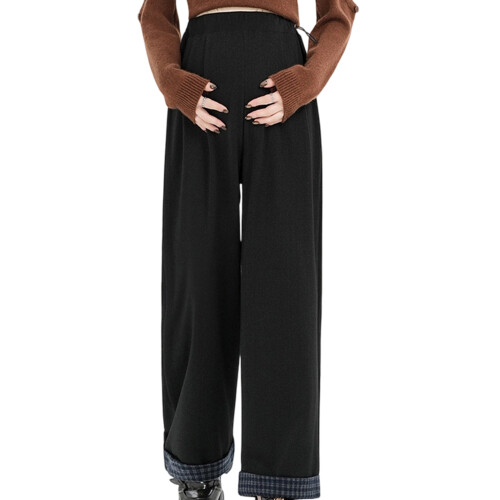 Comfortable Stretch Polyester Maternity Pants Loose-Black XXL
