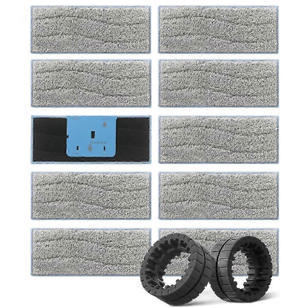 Kikidex (As Show, One Size) Wet Mop Pads And Replacement Wheel Tires For M6 (6110) (6012) (6112) (6113) Ultimate Robot Mop