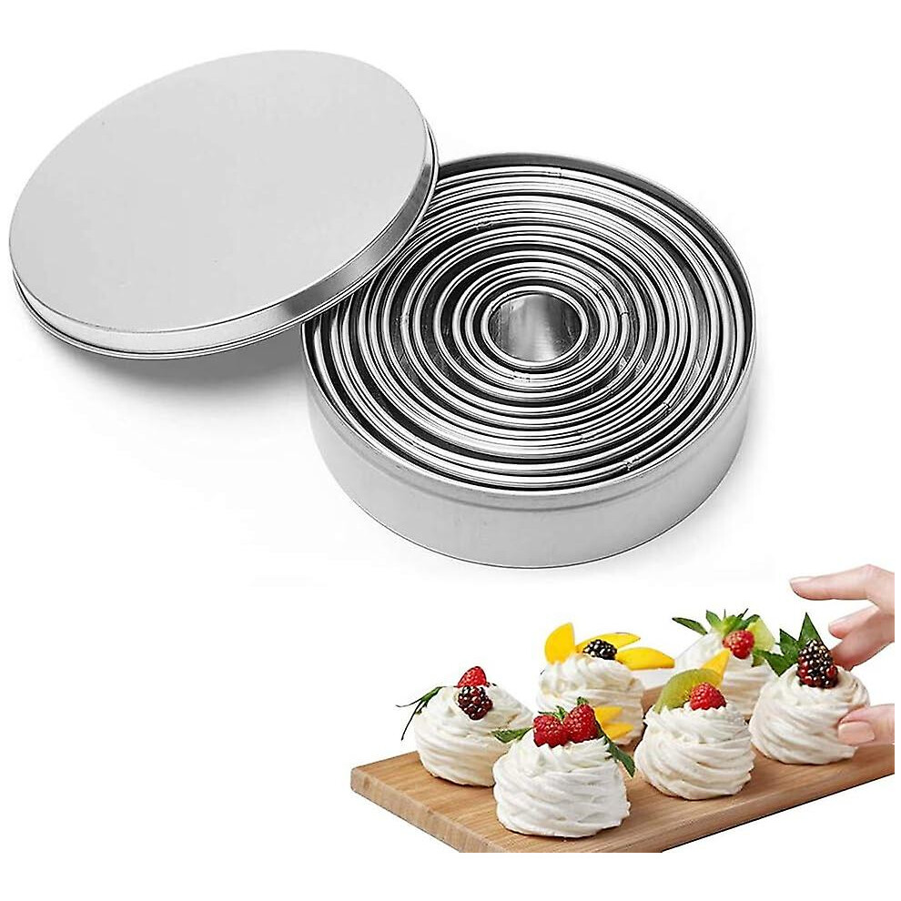 Kikidex (As Show, One Size) Round Punch, 14 Piece Pastry Circle Mold, Ring Punch, Circle Pastry Punch For Pastry Round Punch For Biscuits,Bento,Cakes.