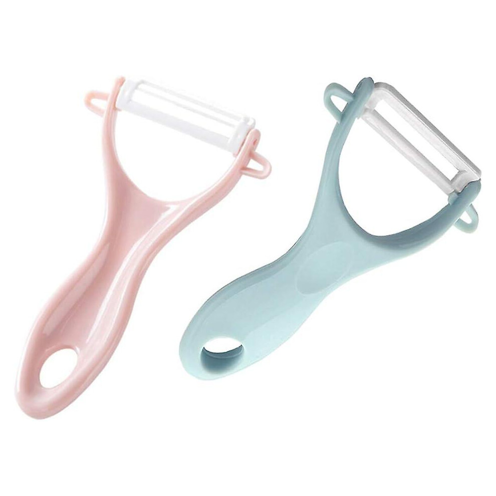 Kikidex (As Show, One Size) Fruit Peeler, Ceramic Peeler, Ceramic Blade Peelers For Fruits, Potatoes, Sharp Vegetables, Set Of 2- Pink/Blue