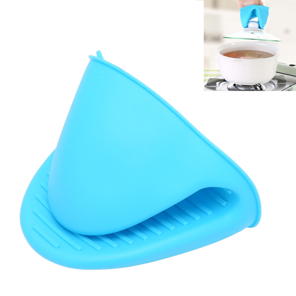 Blue Silicone Cooking Pinch Mitts Heat Resistant Oven Gloves For Kitchen Salon