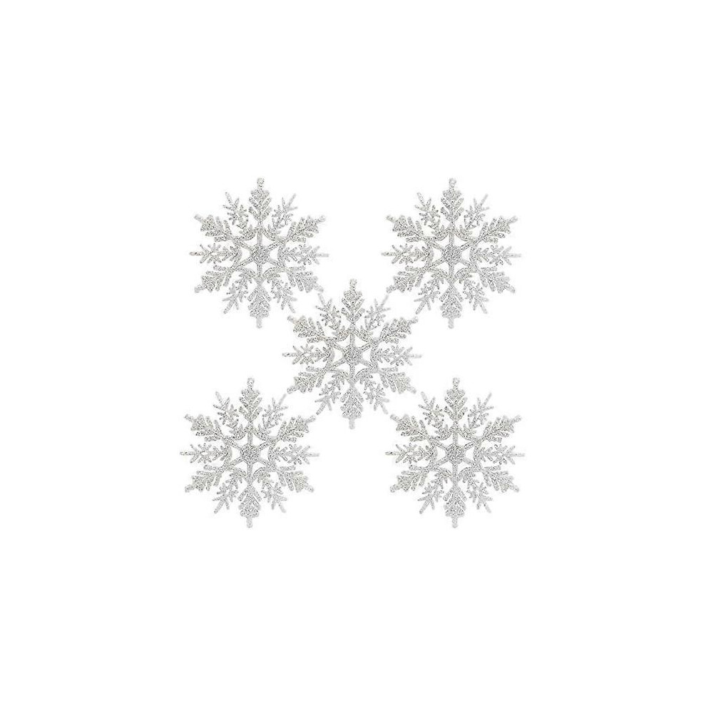 Kikidex (As Show, One Size) 24 X Snowflakes Christmas Decoration For Christmas Tree Glitter Christmas Tree Decoration White