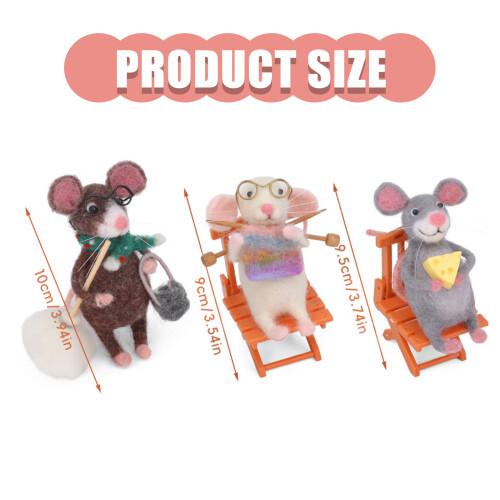 Mouse Family Needle Wool Felting Tool with Needle Instruction 1