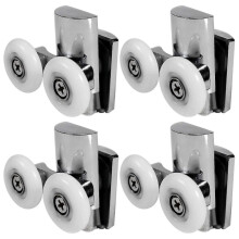 (As show, One size) 4pcs Shower Door Wheels 23mm Shower Door Rollers Heavy Duty Zinc Alloy Dual Wheel For Both Flat Sli-hy