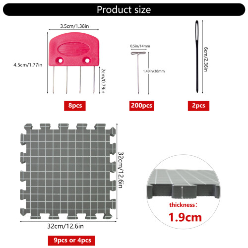 32x32cm Knitting Blocking Mat with 8 Knit Blocking Combs 200 T 2