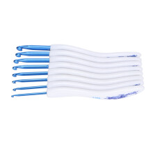 8 Stück Blaues Gebogtes Häkelnadeln-Set, 2,5-6,0 mm, Weicher Griff