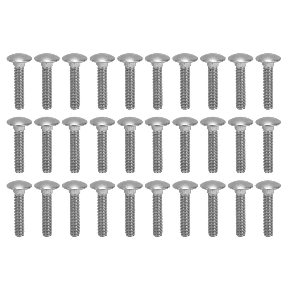 30Pcs M8x1.25 Coarse Thread A2 Stainless Steel Carriage Bolts Din603 8491358097965