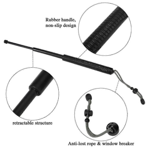 Black Telescopic Hiking Stick 64cm Foldable Anti-Slip Grip 2
